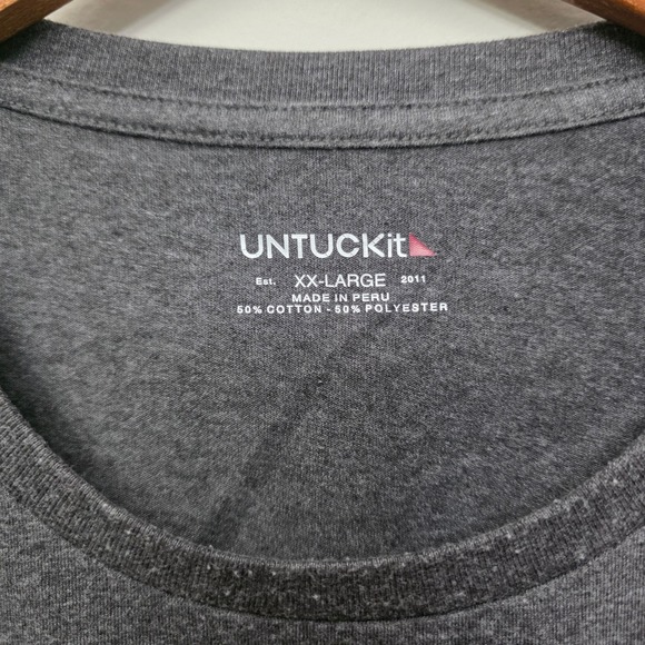 UNTUCKit Men's XX-Large Gray Crew Neck Short Sleeve T-Shirt Cotton Polyester - Picture 2 of 6